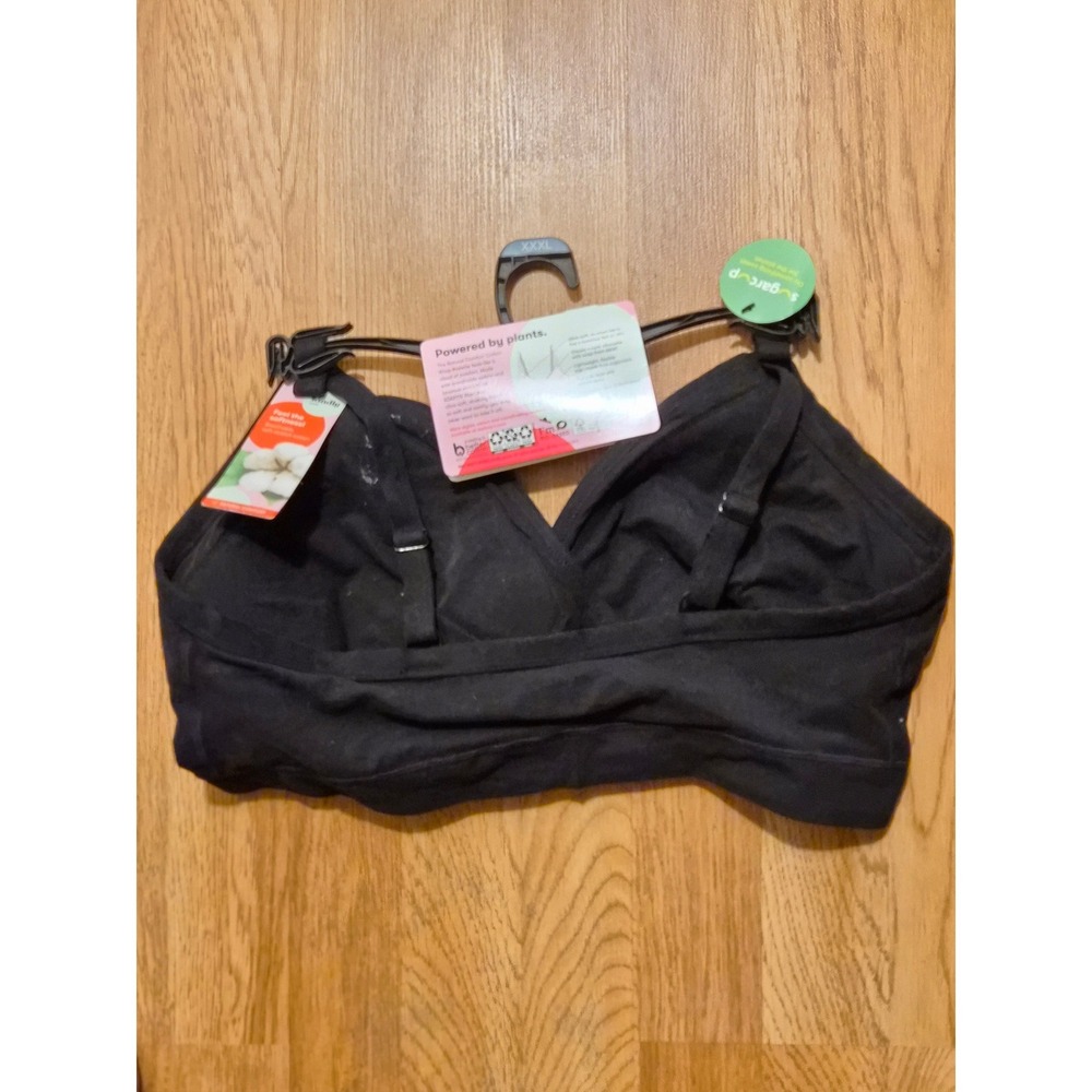 Kindly Yours Sustainable Cotton Wrap Bralette Black Wirefree XXXL 3XL 40081